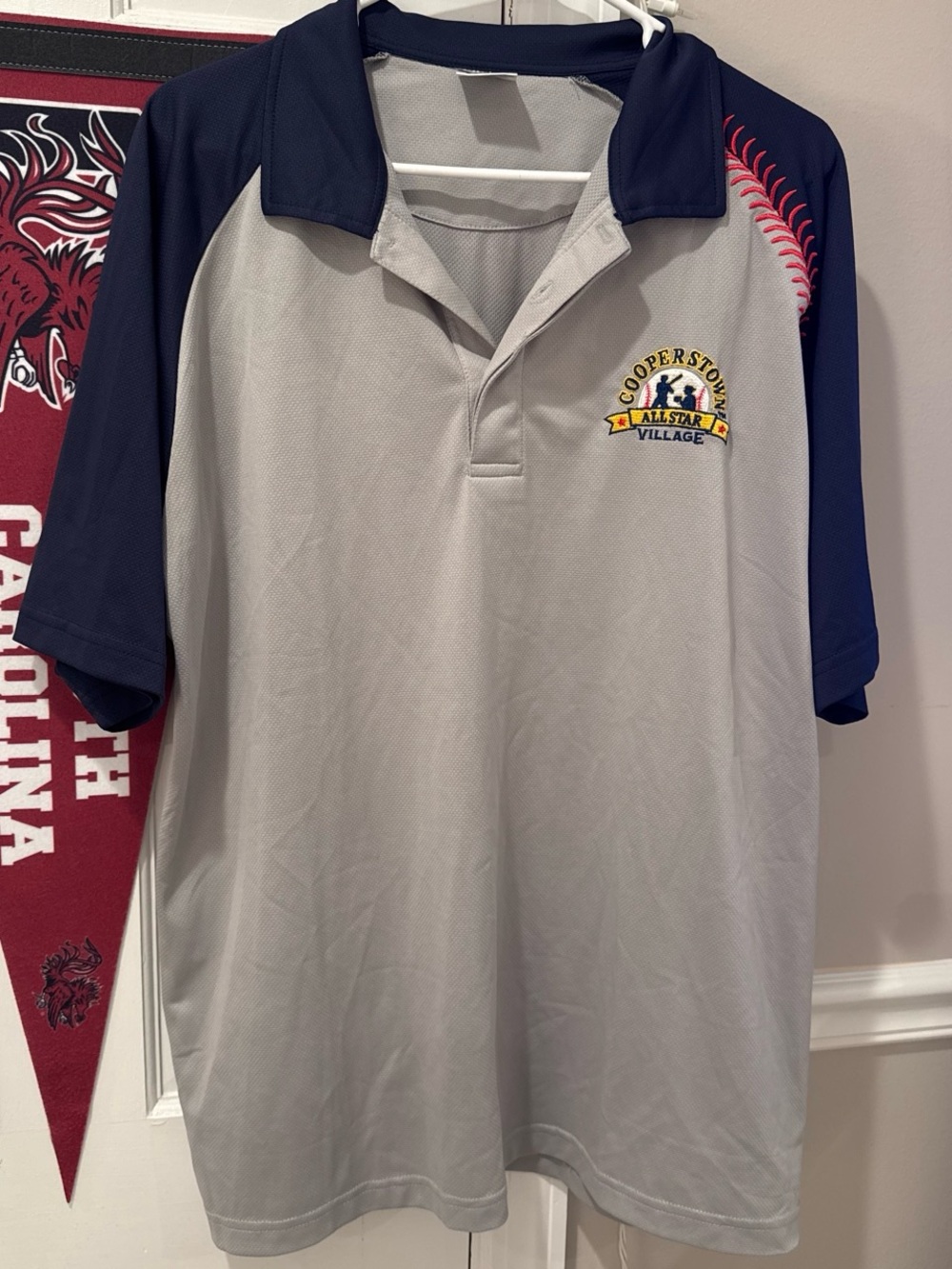 Cooperstown All Star Village Gray & Navy Polo